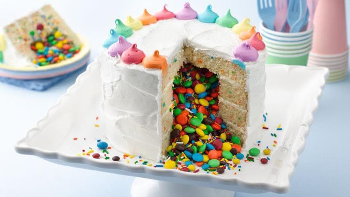 Recette de Gâteau avec surprise arc-en-ciel à l'intérieur